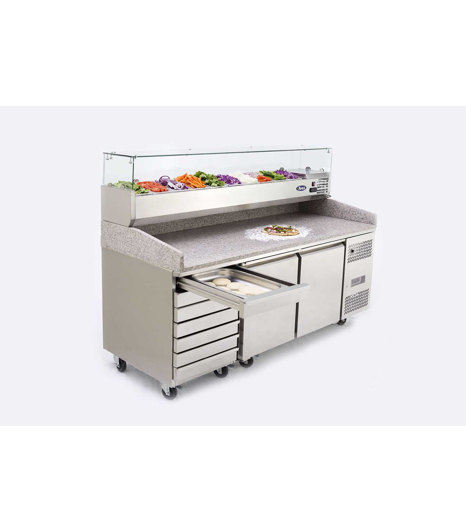 EPF3480GR Atosa EPF3480GR Two Door + 7 Drawer Salad Prep Counter Table 250 Litres - Image 1