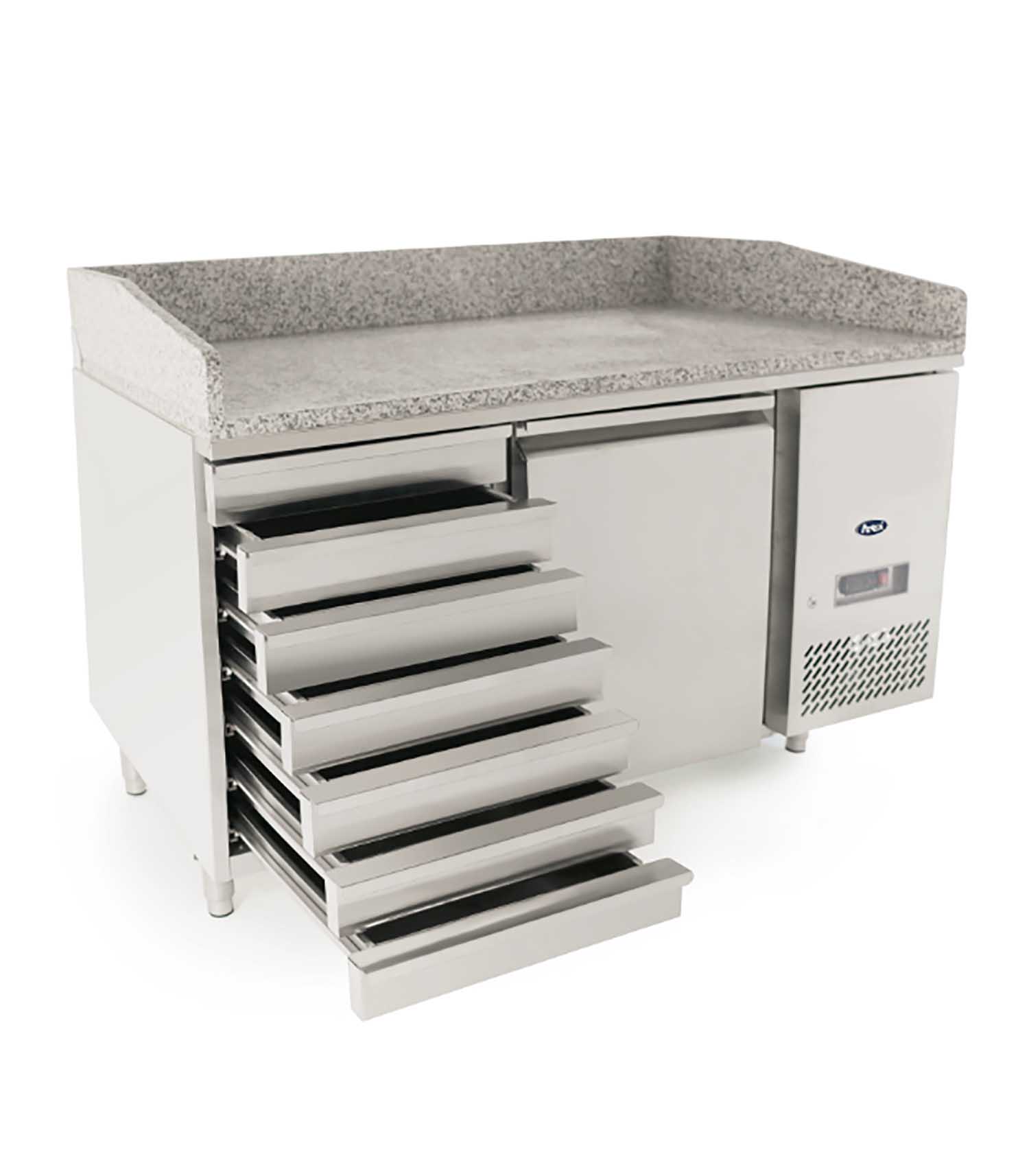 EPF3490GR Atosa EPF3490GR Single Door with Drawers Granite Top Salad Prep Counter Table 125 Litres - Image 1