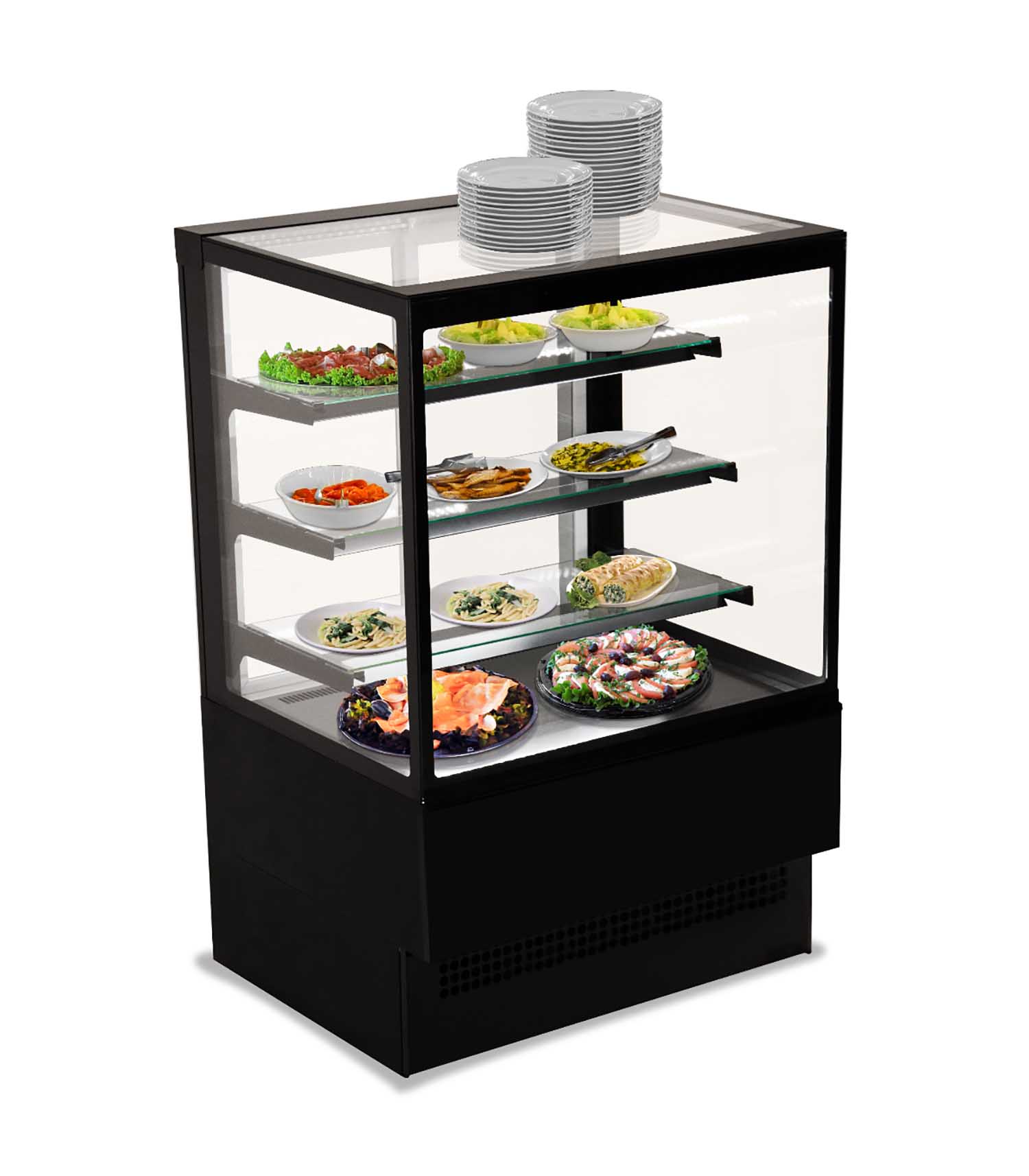 EVO-K 150-BLACK Sterling Pro EVO-K 150-BLACK Square Glass Patisserie Counter  1.5m / 2.34m² Deck - Image 1