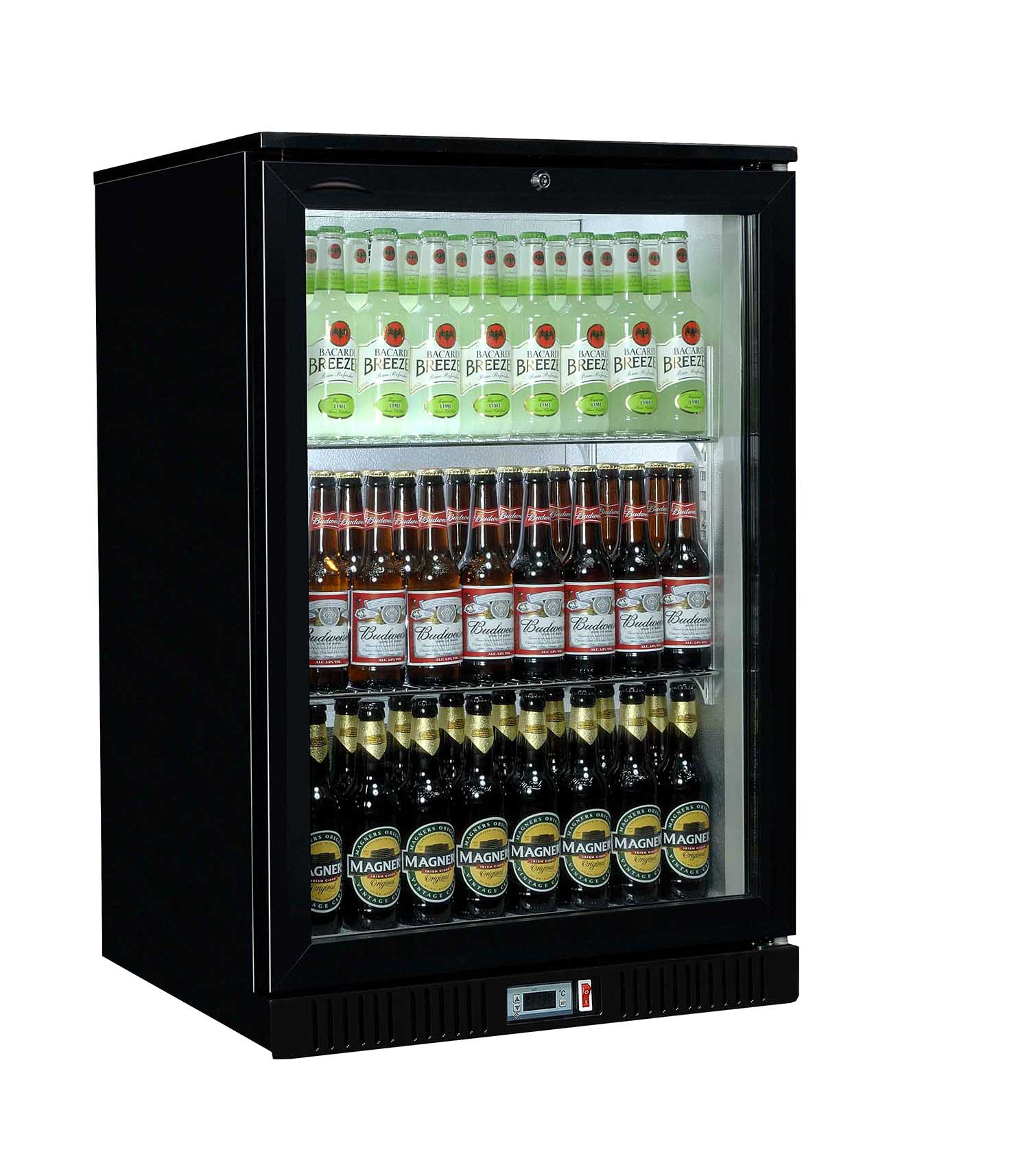 SP1HC-BK Sterling Pro Green SP1HC-BK Black Single Door Hinged Bottle Cooler 120 Ltrs / 106 Bottles - Image 1