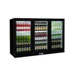 Sterling Pro Green SP3HC-BH Black Triple Door Hinged Bottle Cooler 300 Ltrs / 274 Bottles