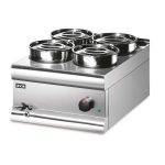BS4W - Lincat Silverlink 600 Electric Counter-top Bain Marie - Wet Heat - Round Pots - Base + 4 Pots - W 450 mm - 1.0 kW
