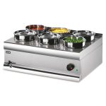 BS7W - Lincat Silverlink 600 Electric Counter-top Bain Marie - Wet Heat - Round Pots - Base + 6 Pots - W 750 mm - 2.0 kW