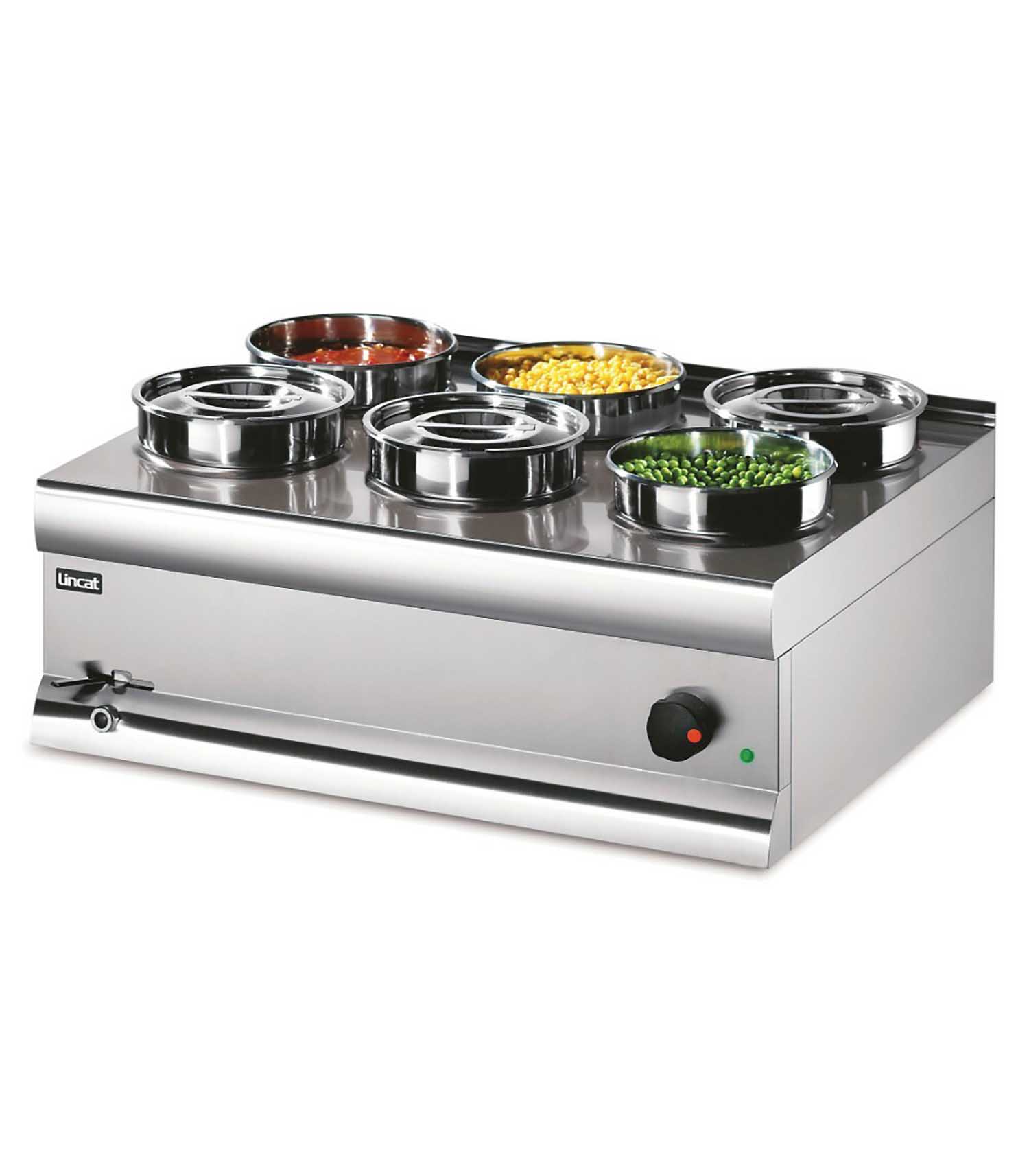 BS7W_01 BS7W - Lincat Silverlink 600 Electric Counter-top Bain Marie - Wet Heat - Round Pots - Base + 6 Pots - W 750 mm - 2.0 kW - Image 1