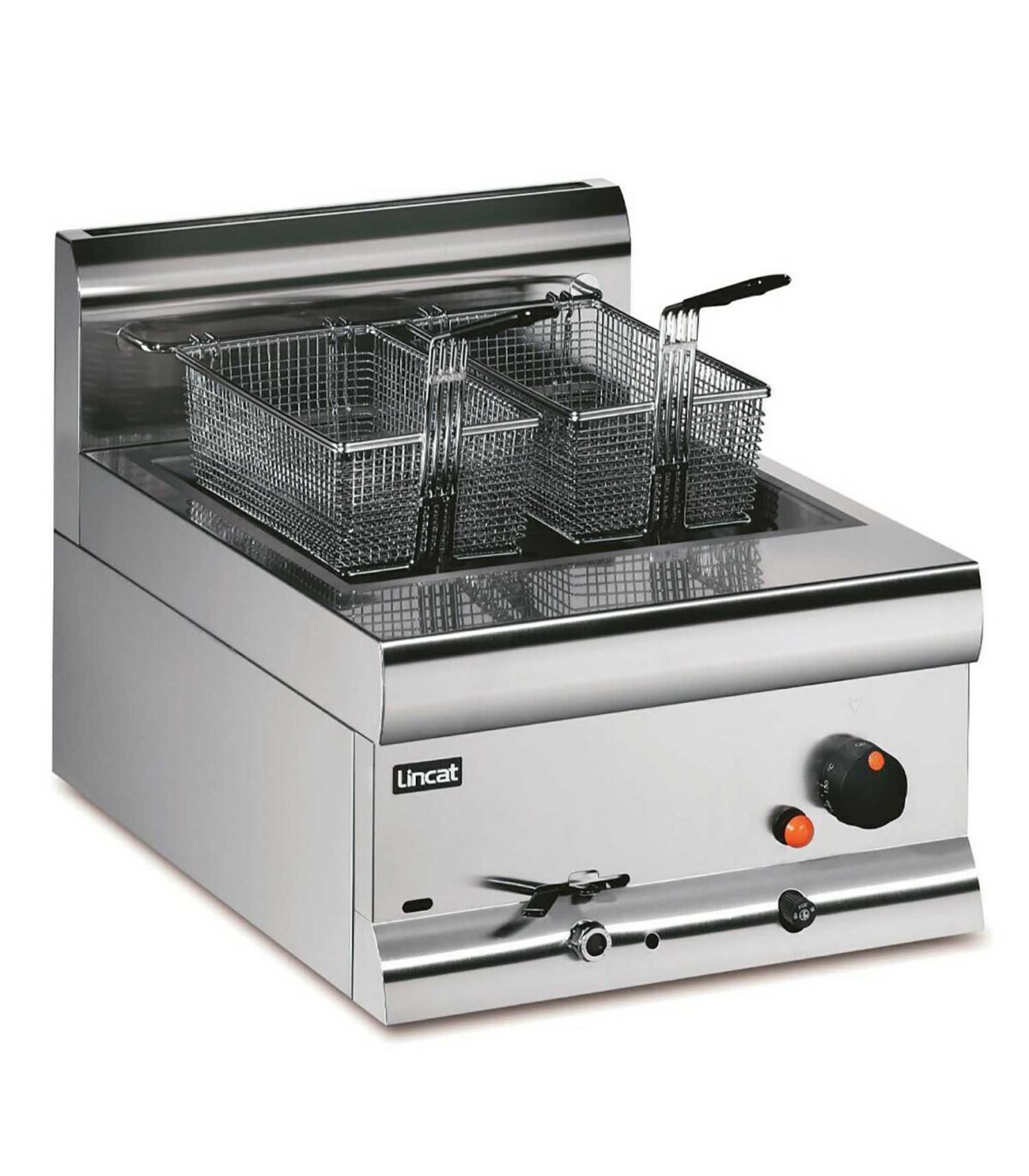 DF4/N - Lincat Silverlink 600 Natural Gas Counter-top Single Tank Fryer - 2 Baskets - W 450 mm - 11.3 kW - Image 1