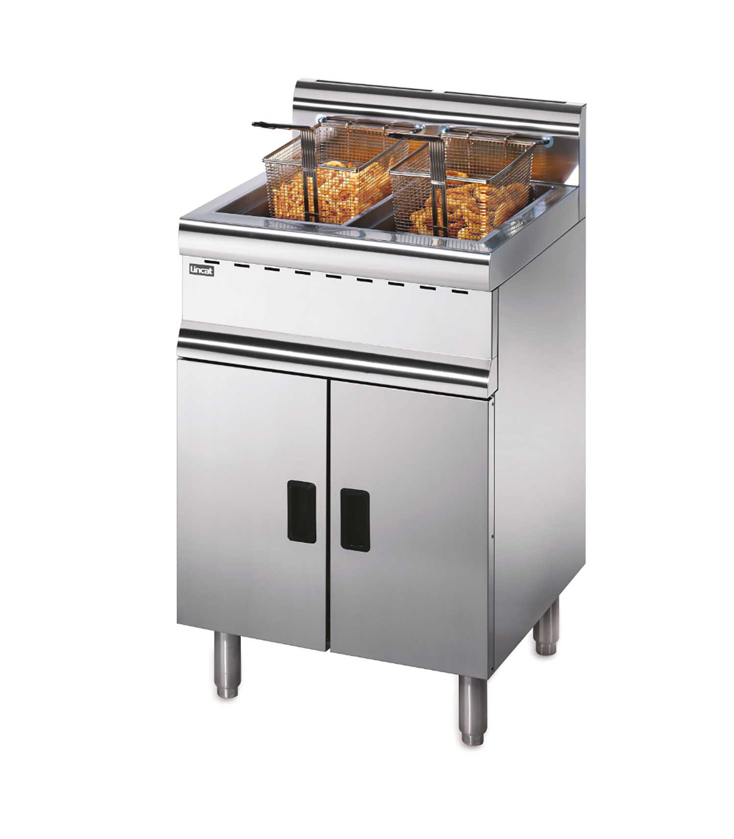 J10_GAS_01-1 J10/N - Lincat Silverlink 600 Natural Gas Free-standing Twin Tank Fryer - 2 Baskets - W 600 mm - 24.0 kW - Image 1